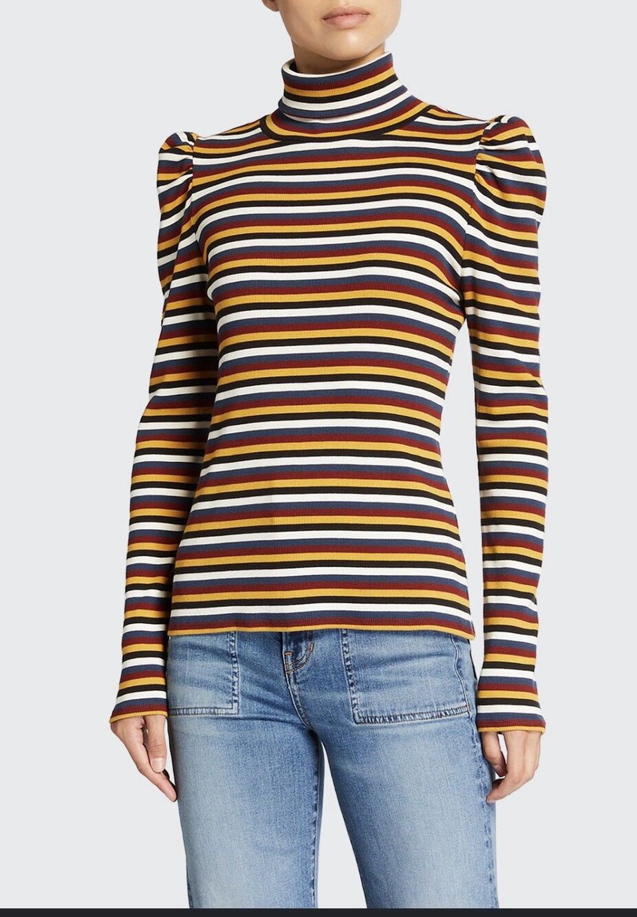 Veronica Beard Size Large Cedar Striped Turtleneck Tee